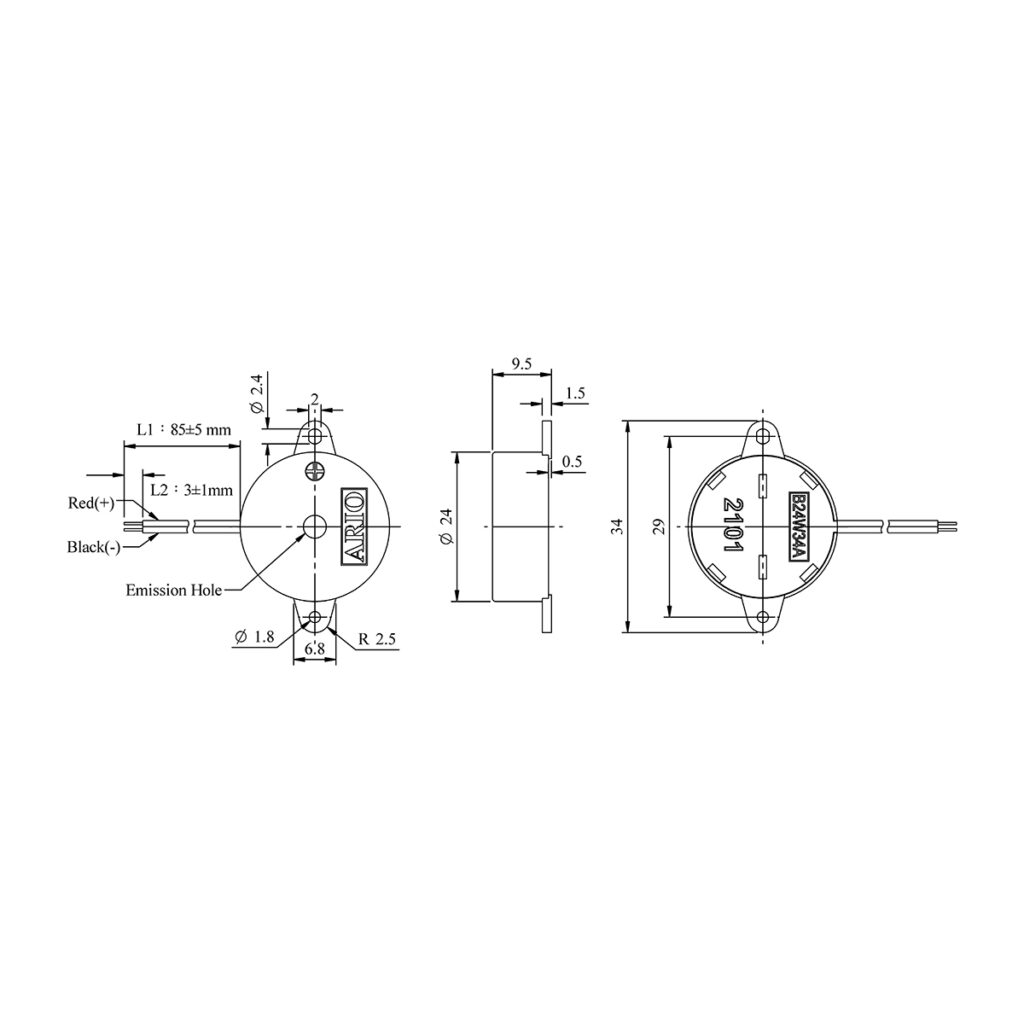 Piezoelectric Buzzer for driver circuit built-in LF-PB24W34A – Crest ...